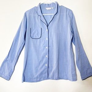 Derek rose London blue collared sleep shirt button down pajama top